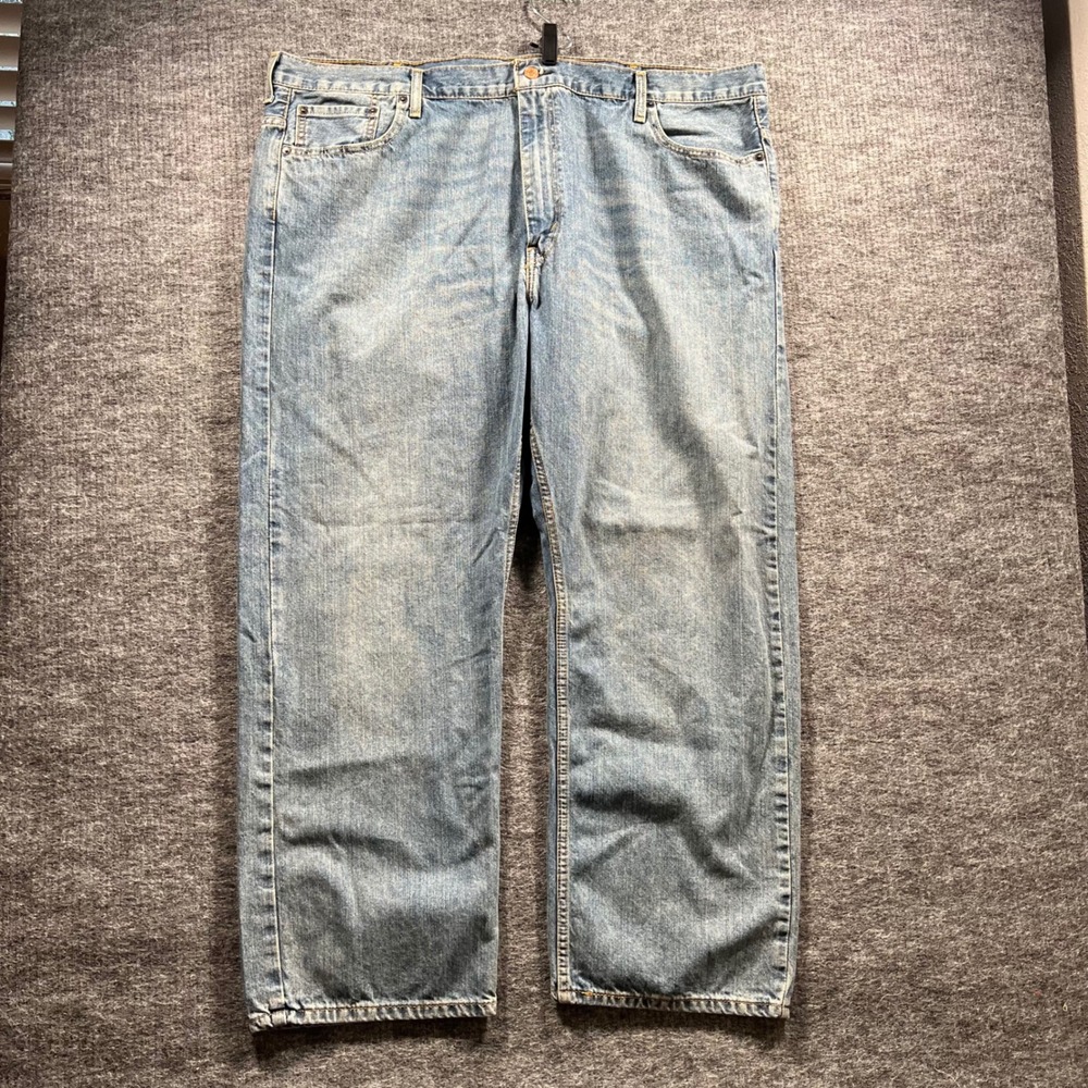 Levis 569 Loose Straight Leg Jeans Mens 44x30 Light Wash Blue Denim
